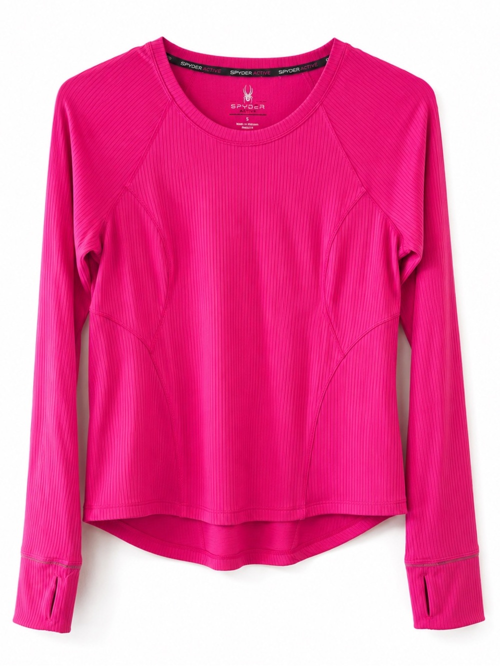 Spyder Active Pink Ribbed Performance Long Sleeve Athletic Top Size S